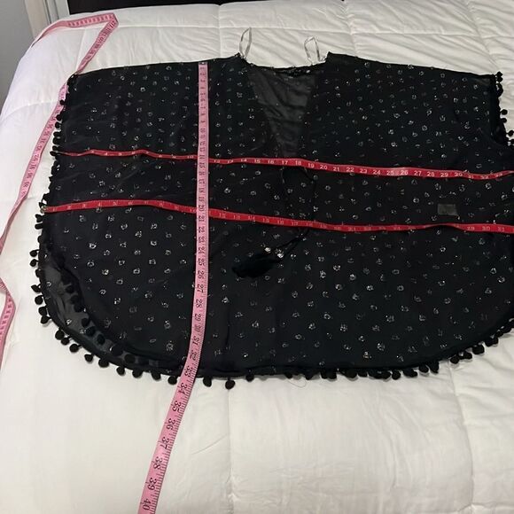 Club Z Collection Swim Coverup Size Large Black Silver Metallic Drawstring Waist - Picture 6 of 6